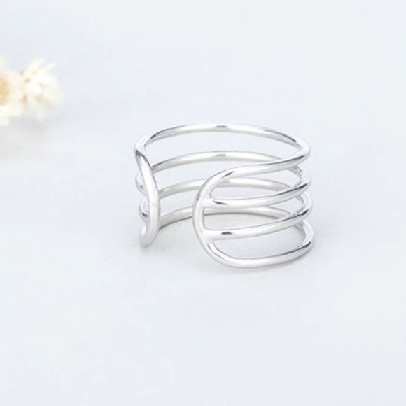 Minimalist 925 Sterling Silver Multi Layer Ring Minimalist Stackable Ring - Picture 4 of 6